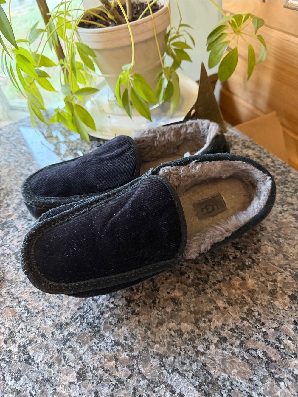 UGG Men's Black Slip-On Shearling-Lined Moccasins